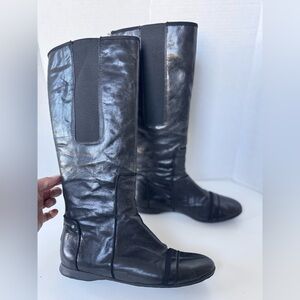 ROCKPORT Adiprene by adidas Tall Black Leather Moto Flat Boots Women’s size 7